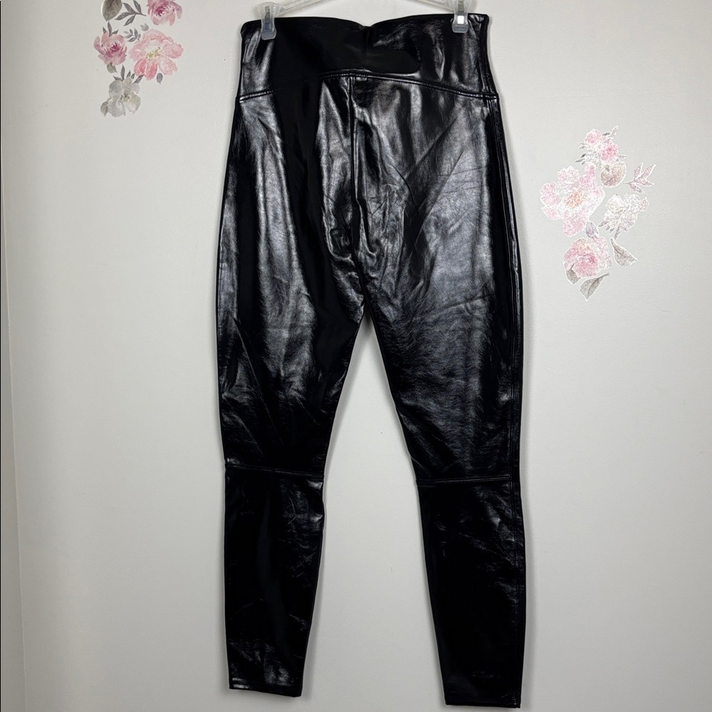 NWT SPANX Shiny Faux Patent Leather Black Leggings - L - Picture 7 of 7
